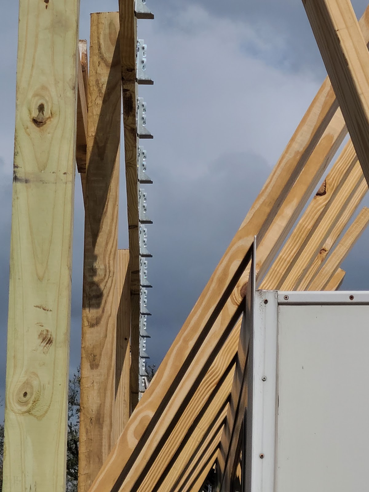Close-up of structural lumber framing detail